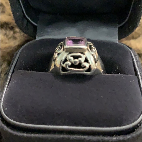 💜 Stylish, eclectic, amethyst sterling silver ring 925 #A97 - Picture 3 of 7